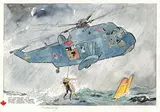 Dan Cooper- 40e Anniversaire by Albert Weinberg, Aquarelle sur papier pour ce dessin réalisé pour l'exposition itinérante Dan Cooper: Héros, sold May 2024