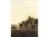 Flusslandschaft mit Zwei Kühen by Max Joseph Wagenbauer, oil on canvas, offered Jun 2023