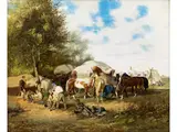 Feldlager mit Rastenden Soldaten by Franz Quaglio, oil on panel, offered Jun 2024