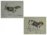 Paar Zeichnungen mit Jagdhunden by Richard Benno Adam, watercolor, sold Sep 2015