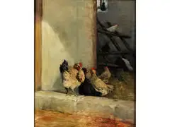 Blick in den Hühnerstall by Carl Suhrlandt, oil on panel, sold Dec 2016