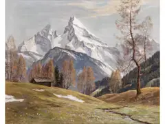 Alpenlandschaft mit Watzmann im Frühling by Erwin Kettemann, oil on canvas, sold Jun 2025