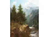 Gebirgslandschaft mit Wanderer by Eduard Boehm, oil on canvas, offered Jun 2025