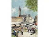 Der Viktualienmarkt in München by Otto Hellmeier, oil on board, sold Jun 2025