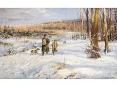 Die Jagd im Winter by Willy Lorenz, oil on canvas, sold Mar 2024