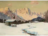 Winterabend bei Berchtesgaden mit Untersberg by Erwin Kettemann, 1897 München – 1971 ebenda, oil on canvas, sold Dec 2018