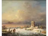 Niederländische Winterlandschaft by Andreas Schelfhout, oil on panel, sold Mar 2025