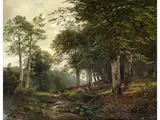 Rehwild in Idyllischer Waldlandschaft by Jacobus Johannes van Poorten, oil on canvas, offered Dec 2024