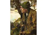 Auf der Lauer by Hans Best, oil on panel, sold Mar 2025