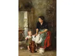In der Küche by Max Gaisser, oil on panel, sold Dec 2024