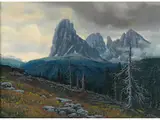 Die Langkofelgruppe (gruppo del Sassolungo) by Rudolf Reschreiter, oil on board, offered Mar 2025