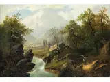Bauer am Ufer Eines Wildbaches by Gustav Barbarini, oil on canvas, offered Jun 2024