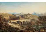 Gebirgslandschaft mit Brücke und Antiken Ruinen by Thomas Ender, 1793 Wien - 1875 Wien, watercolor, sold Apr 2016