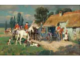 Jagdgesellschaft by Wilhelm Velten, 1847 St. Petersburg - 1929 München, oil on panel, sold Dec 2015