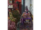 Interieur mit Empire-sessel und Salontischchen mit China-vase by Ritta Boemm, oil on canvas, offered Jul 2018