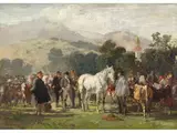 Auf dem Viehmarkt by Robert Schleich, oil on panel, offered Mar 2024