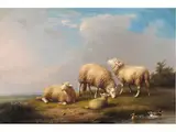Schafe in der Landschaft by Frans van Severdonck, oil, sold Mar 2025