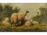 Landschaft mit Schafherde by Friedrich Wilhelm Keyl, oil on canvas, offered Mar 2024