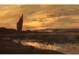 Flusslandschaft im Abendrot by José Weiss, oil on panel, offered Jul 2015