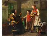 J., 1842 – 1874 der Gute rat by Julius Hübner d. J., oil on panel, offered Jun 2024