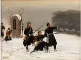 Preussische Infanterie im Schnee by Christian Sell, oil on canvas, offered Jul 2015