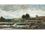 In der Normandie by Eugène Boudin, oil on board, sold Mar 2023