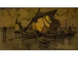 Fischerboote by Ludwig Dill, oil on board, offered Sep 2015
