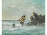 Segelschiff auf Bewegter see by Eugen Voinescu, oil on canvas, sold Sep 2025