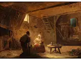 Bäuerliches Interieur mit Zwei Figuren by Josef Lies, oil on canvas, sold Jul 2015