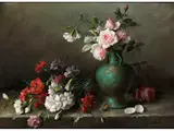 Stillleben mit Rosen und Nelken by Friedrich van den Daele d. Ä., oil on canvas, sold Mar 2024