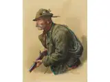 Jäger mit Flinte by Peter Krämer, watercolor, sold Sep 2024