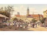 Blick auf den Viktualienmarkt by Lorenz Scharl, oil on canvas, offered Jun 2025