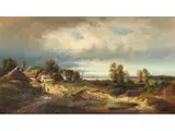 Landschaft mit Gehöft by Heinrich Richard Reder, oil on canvas, offered Mar 2025