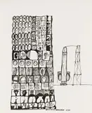 Sign of the Times by Dennis Eugene Norman Burton, ink on paper, sold Jan 2021