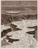 Caniapiscau by René Derouin, 1979, woodcut on paper, sold Oct 2021