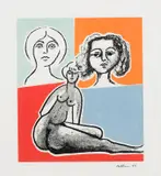 Cet être venu d'ailleurs…, du livre d'artiste "Le Cirque sacré" by Alfred Pellan, 1983, colour etching on paper, sold Apr 2021