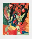 Les tulipes by Alfred Pellan, colour serigraph on paper, sold Apr 2021
