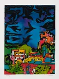 Coin de ville, du livre d'artiste "Délirium Concerto" by Alfred Pellan, 1982, etching and aquatint on paper, sold Apr 2021
