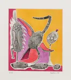 Si on racontait la vie…, du livre d'artiste "Le Cirque sacré" by Alfred Pellan, 1980, colour etching on paper, sold Apr 2021