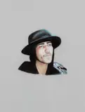 Justin Bobby with Hood and Hat by Karin Bubaš, chalk pastel on paper, sold Feb 2021