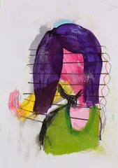 Untitled (lila fusur) by Matthias Dornfeld, mixed media on paper, sold Feb 2021