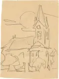 Andreaskirche in Leubnitz-Neuostra by Ernst Ludwig Kirchner, 1907, Bleistift auf Papier, sold Nov 2019
