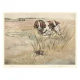 Setter Retrieving by Henry Wilkinson, Etching in colors on paper, sold Feb 2024