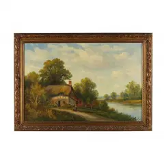 Pastoral Landscape with Cottage by Jeremy Lettwill, Oil on canvas, sold Feb 2024