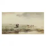 Landscape with Cattle by A Chester, Watercolor and inkwash on paper, sold Feb 2024