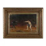 Swordplay by O. G. Brookes, Oil on canvas, sold Feb 2024