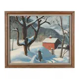 Winter World by Rudolph Wedow, Oil on board, sold Feb 2024