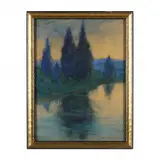Poplars Along a Stream by Fanny Wallace Tewksbury, Watercolor and guache on paper, sold Feb 2024