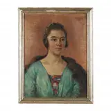 Portrait of Liddy Lenz by Richard Hendorf, Oil on canvas laid down to board, sold Feb 2024