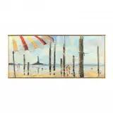 Beach Scene with Figures and Lighthouse by Richard Grosvenor, Oil on Masonite, sold Feb 2024